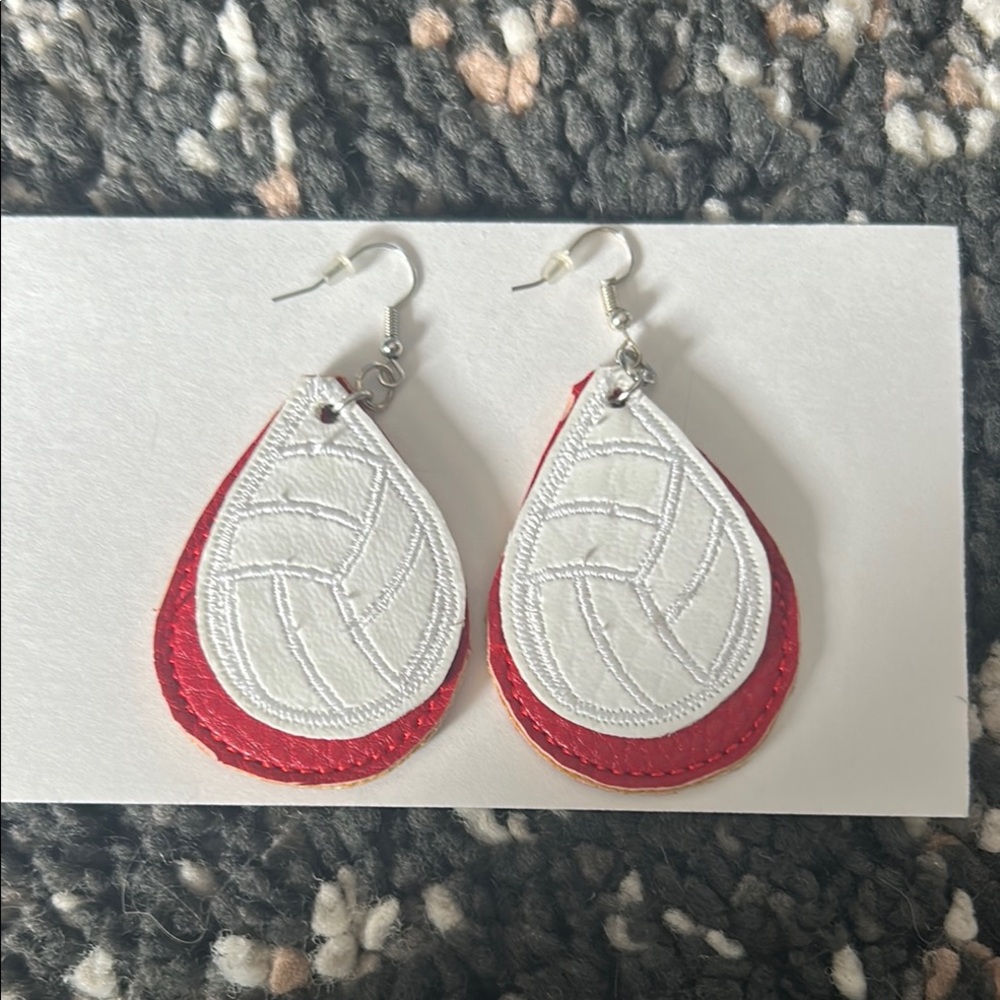 Red and White Teardrop Earrings